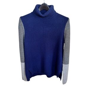 Neiman Marcus Cashmere Sweater Color Block Gray Blue Color Block Sz M